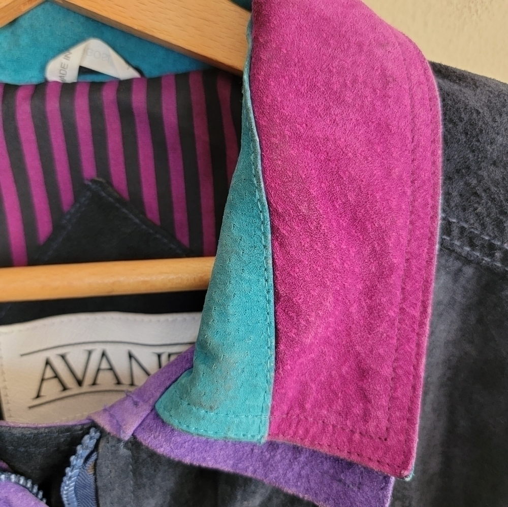 Avanti Colorblock Suede Jacket Size Large - Picture 3 of 10